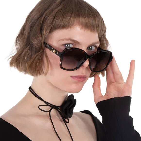 Gucci Accessories - Gucci GG0765SA 003 Sunglasses Havana Butterfly Frame, Brown Lenses